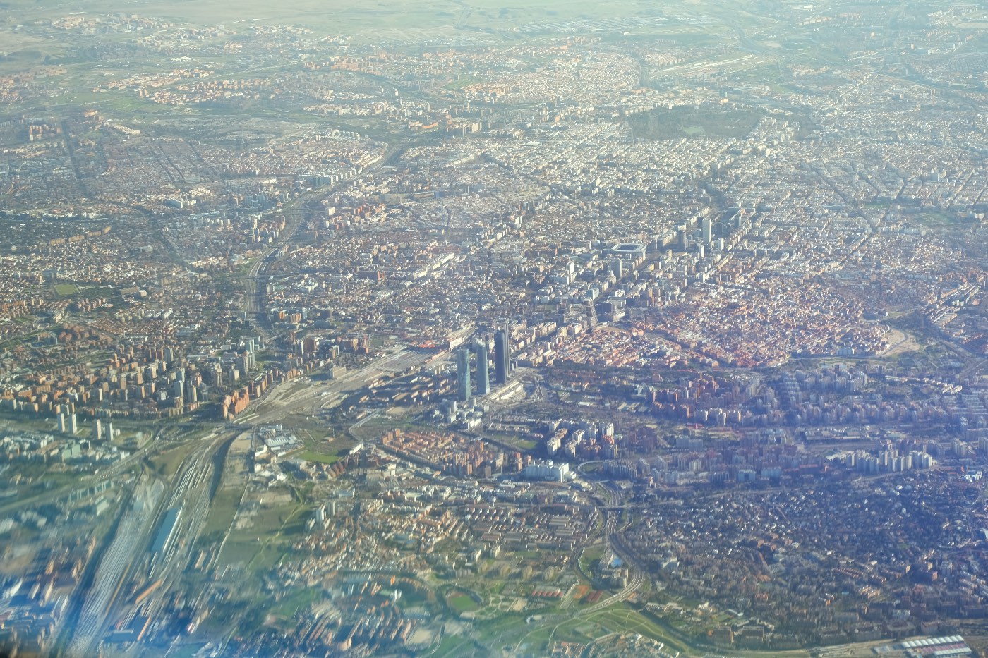 Vista aérea de Madrid en la aproximación